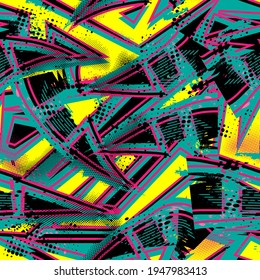 Resumen de fondo repetido sin fisuras para el deporte textil, la ropa de moda, el papel de envolver. La geométrica ondulada repite el fondo. estilo graffiti
