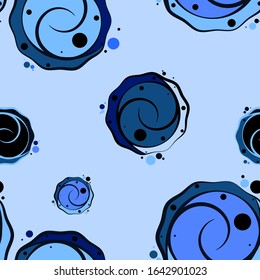 Abstract seamless repeating background of abstract roses in classically blue color