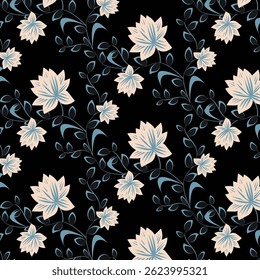  Abstrato Seamless repetição de cacho de padrão de folha floral texturizado geométrico colorido fundo preto vetor moderno papel de parede simples, azulejo, papel de parede, tecido, têxtil, cartões, capas 