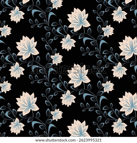  Abstract Seamless repeating bunch of floral leaf pattern textured geometric  colorful black background vector  modern simple wallpaper, tile , wallpaper, fabric, textile, cards, covers 