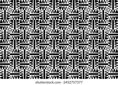 Abstract seamless repeating pattern. Black and white seamless geometric textile pattern. Abstract mosaic tile wallpaper decor.