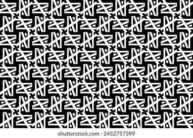 Abstract seamless repeating pattern. Black and white seamless geometric textile pattern. Abstract mosaic tile wallpaper decor.