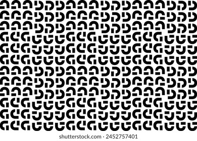 Abstract seamless repeating pattern. Black and white seamless geometric textile pattern. Abstract mosaic tile wallpaper decor.