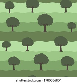An abstract seamless repeating pattern of trees