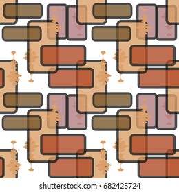 Abstract, seamless retro pattern from colored rectangles