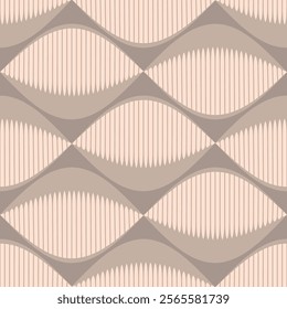 abstract seamless retro pattern with curves and stripes in light ivory tones