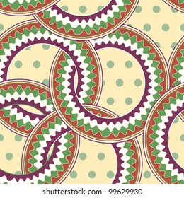 Abstract Seamless Retro Style In-wrought Circles Pattern