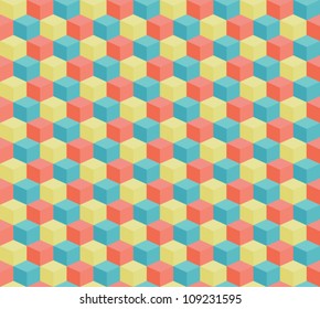 Abstraktes, nahtloses Retro-stilisiertes geometrisches Würfel-Muster
