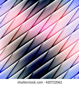 Abstract seamless rhombus pattern on pink blur background. Pink diagonal strikes.