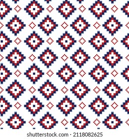 Abstract seamless rhombuses pattern. Repeating geometric ornament.Ethnic seamless pattern. Vector background,Vector seamless colorful red background with geometric pixel pattern