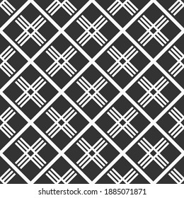 Abstract seamless rhombuses pattern. Tribe motif. Ethnic wallpaper. Ancient mosaic. Ethnical folk image. Tribal ornament. Repeating geometric tiles. Vector monochrome background.