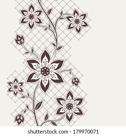 Abstract seamless ribbon with flowers elements