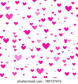 Abstract seamless romantic pattern. Hearts repeated backdrop for girls, textile, fashion clothes, wrapping paper. Colorful romance wallpaper. 