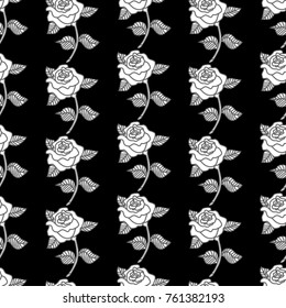 Abstract seamless rose pattern for girls or boys. Creative vector background with rose, flower. Funny wallpaper for textile and fabric. Fashion rose pattern style. Coloring monochrome picture