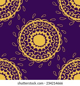 Abstract seamless with round gold pattern. Vector illustration