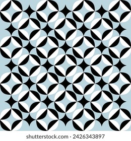 Abstract seamless round pattern. Black and blue vector background.