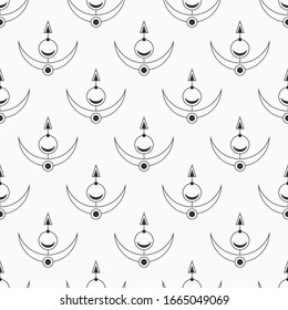 Abstract seamless sacred geometric symbols pattern. Modern stylish texture. Linear style. Vector monochrome background.