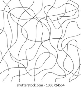 Abstract seamless scribble background. Squiggle pattern, seamless texture. Modern tangled pattern. Black and white vector background.