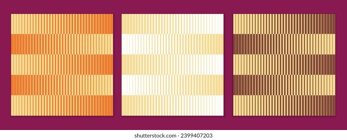 abstract seamless set of cream vertical illusion line pattern perfect for banner poster.