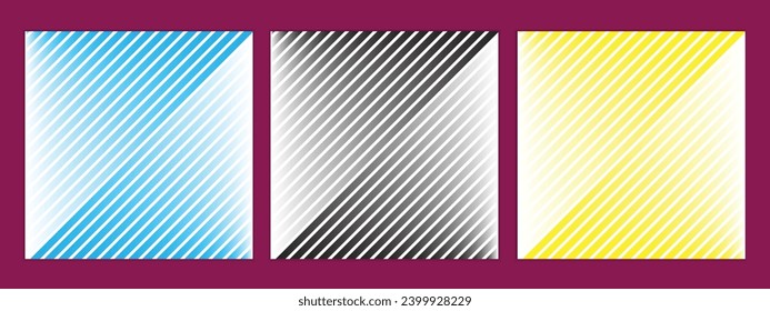 abstract seamless set of diagonal line gradient pattern perfect for banner poster.
