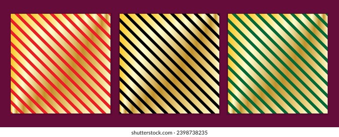 abstract seamless set of golden gradient diagonal line pattern art perfect for banner poster.