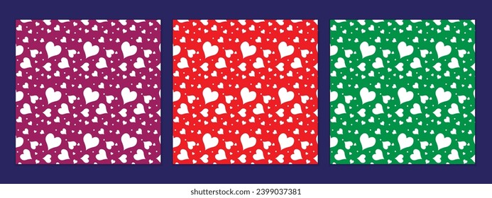abstract seamless set of white heart pattern art perfect for banner poster.