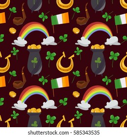 Abstract seamless shamrock pattern - Saint Patrick's Day. Vector background with clover.