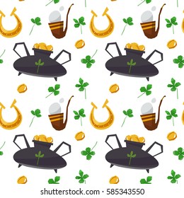 Abstract seamless shamrock pattern - Saint Patrick's Day. Vector background with clover.