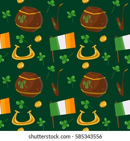 Abstract seamless shamrock pattern - Saint Patrick's Day. Vector background with clover.