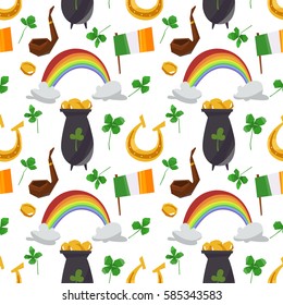 Abstract seamless shamrock pattern - Saint Patrick's Day. Vector background with clover.