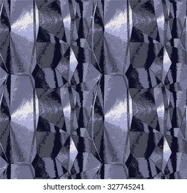 Abstract seamless silver and gray metal pattern with crumpled brushed structure