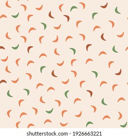 Abstract seamless simple children's drawing. Vector background in orange and green on a light tone. Can be used for wallpaper, fill patterns, surface textures, scrapbooking, fabric prints. Vector.
