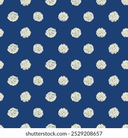 Abstract seamless simple furry dot pattern, duotone indigo blue and beige color minimal motif good for textile, towel and bedding