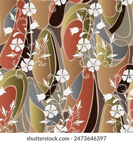 Abstract seamless  small flower leaf bunch pattern color full background design