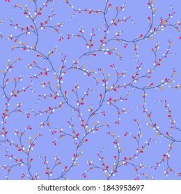 Abstract seamless small flower pattern on grey background