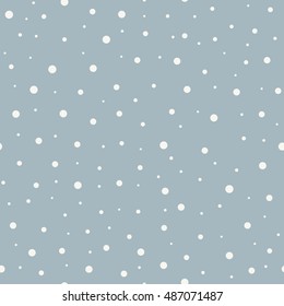 Abstract seamless snow winter vector background. Tileable cartoon snowfall backdrop.