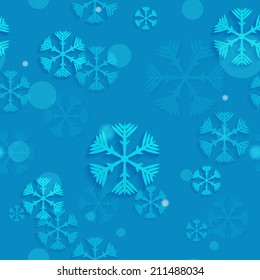 abstract seamless snowflakes on blue background