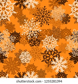 Abstract seamless snowlfakes pattern for girls, boys. Creative vector background with snowflakes, congratulations. Funny wallpaper for textile and fabric. Fashion snowlfakes style. Colorful bright