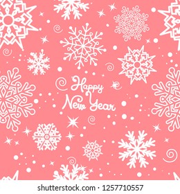 Abstract seamless snowlfakes pattern for girls, boys. Creative vector background with snowflakes, congratulations. Funny wallpaper for textile and fabric. Fashion snowlfakes style. Colorful bright