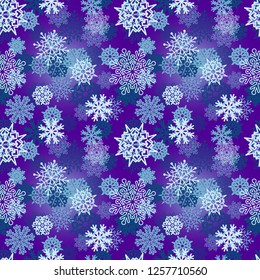 Abstract seamless snowlfakes pattern for girls, boys. Creative vector background with snowflakes, congratulations. Funny wallpaper for textile and fabric. Fashion snowlfakes style. Colorful bright