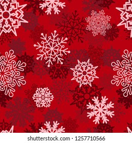 Abstract seamless snowlfakes pattern for girls, boys. Creative vector background with snowflakes, congratulations. Funny wallpaper for textile and fabric. Fashion snowlfakes style. Colorful bright