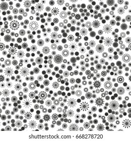 Abstract seamless spirograph pattern in black, white