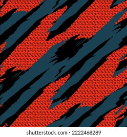Abstract seamless sport grunge pattern with brush track. Colorful grungy textured repeated print for sport textile, boy clothes, wrapping paper.