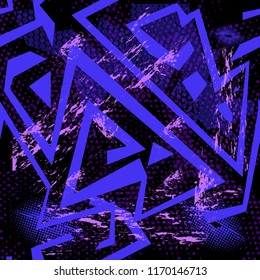 Abstract seamless sport pattern for girl and boy. Creative colorful sport pattern with stripes, lines, dots. Grunge sport urban background for textile, lines, clothes. Fashion sport style.
