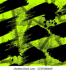 Abstract seamless sport pattern for girls, boys, clothes. Creative vector sport background with dots, geometric figures, brush strokes, splash. Funny wallpaper for textile and fabric.Fashion sport style