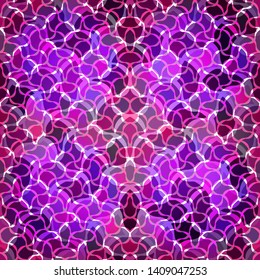 Abstract Seamless Spotted Pattern with Purple Waves. Cellular Mosaic Wallpaper. Poster for Print. Vector Illustration