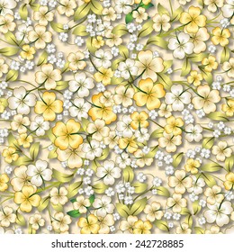 abstract seamless spring floral ornament on beige background