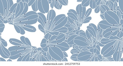 Abstract seamless spring floral pattern  with  leaves  and clivia flower.