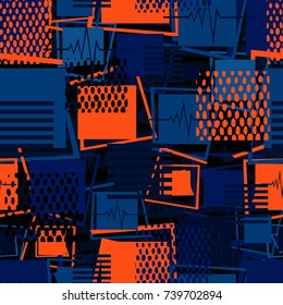 Abstract seamless square pattern for girls, boys, sportswear, clothes. Creative vector background with square, stripes, dots, lines.Funny wallpaper for textile and fabric. Fashion style.