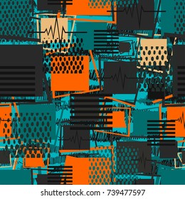 Abstract seamless square pattern for girls,boys,sportswear, clothes. Creative vector background with square, stripes, dots, lines.Funny wallpaper for textile and fabric. Fashion style.